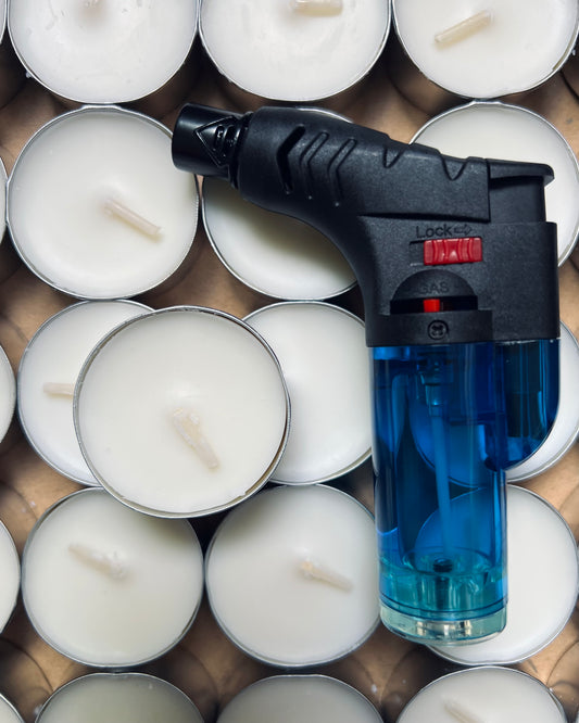blue torch and candle