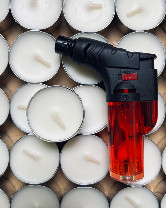 red torch and candle